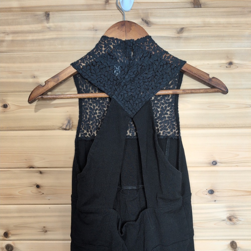 Intimately Free People Black Lace Mock Neck Corset Mini Dress Open Back Medium - Picture 4 of 11